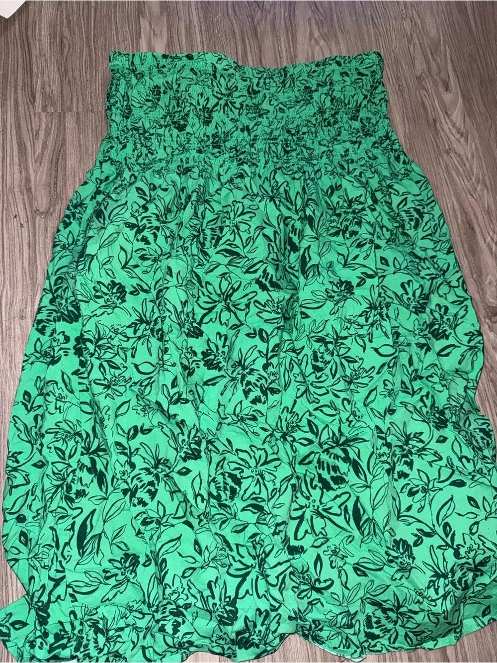 Green Floral Smocked-Waist Skirt - Picture 1 of 4